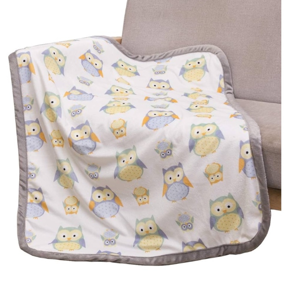 Coosey home Owl Baby Fleece Blanket with Sherpa Backing Unisex Baby 30" X 40"